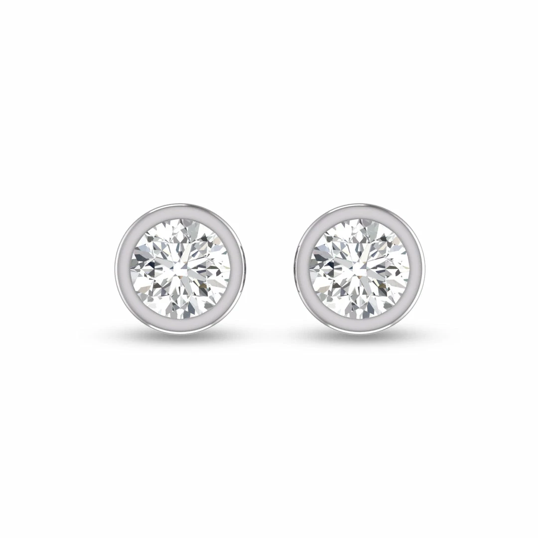 Deals 𧨠Monary Lab Grown 3/4 CTW Round Bezel Set Solitaire Diamond Earrings in 14K White Gold for π© women π