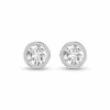 Hot Sale 🎉 Monary Lab Grown 1/2 CTW Round Bezel Set Solitaire Diamond Earrings in 14K White Gold for 👩 women 😀
