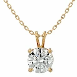 Buy π Monary 1 Carat Round Brilliant Moissanite Necklace in 14 Karat Yellow Gold for π© women π₯°