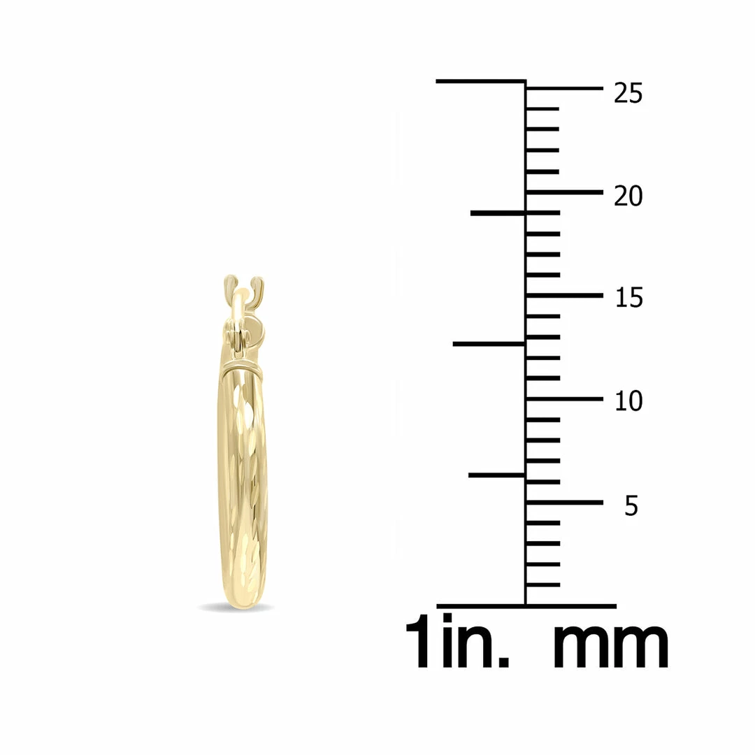 Cheap π₯ Monary 14K Yellow Gold Shiny Diamond Cut Engraved Hoop Earrings (16mm) for π© women β€οΈ - Image 4