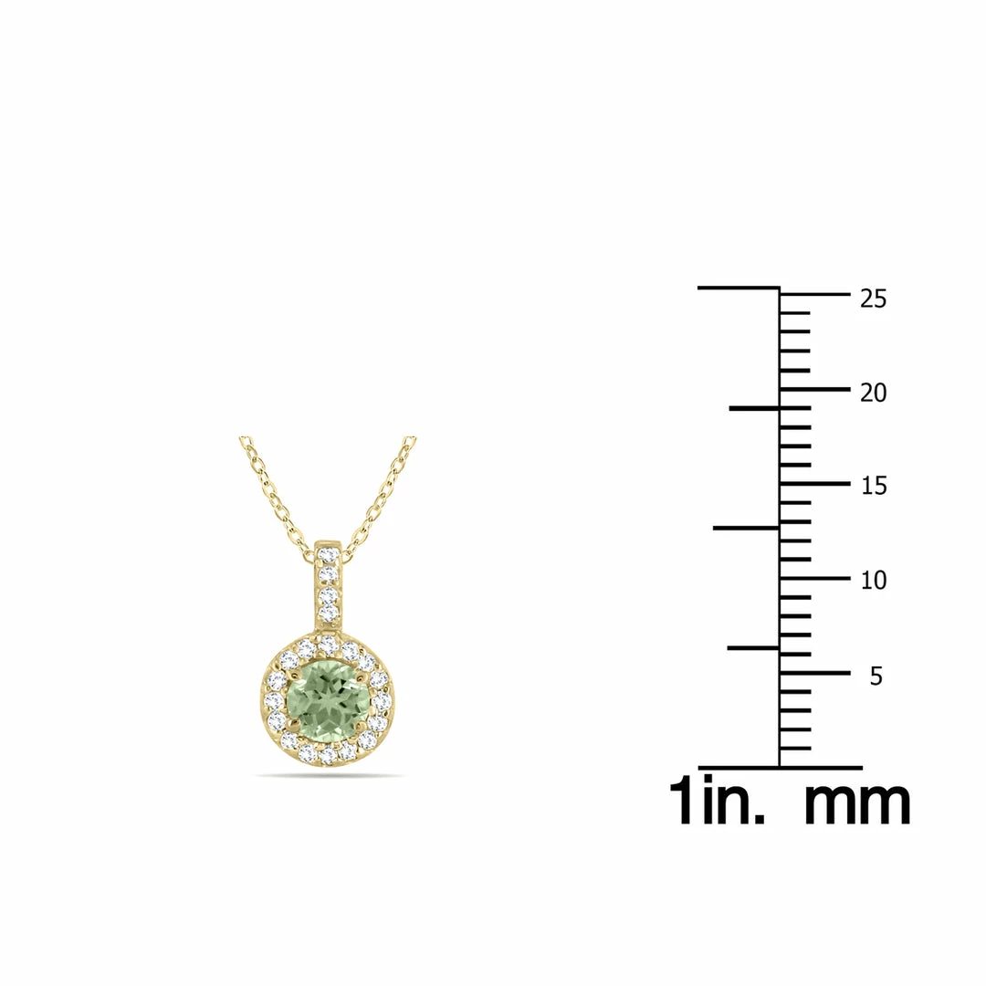 Flash Sale π Monary 1/2 Carat TW Halo Green Amethyst And Diamond Pendant in 10K Yellow Gold for π© women π - Image 2