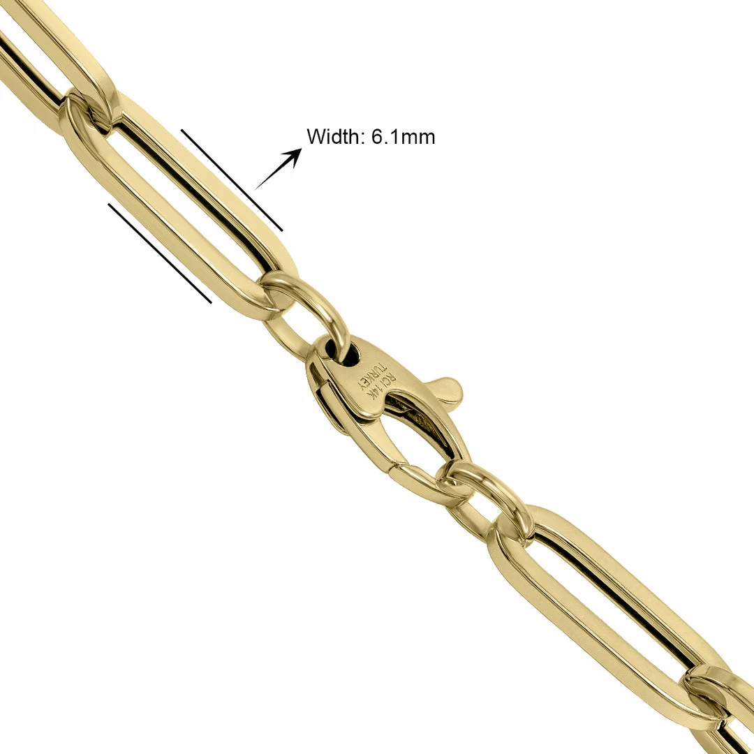 Cheap β Monary 14K Yellow Gold Chunk Paperclip Bracelet With Lobster Clasp for π© women π - Image 3