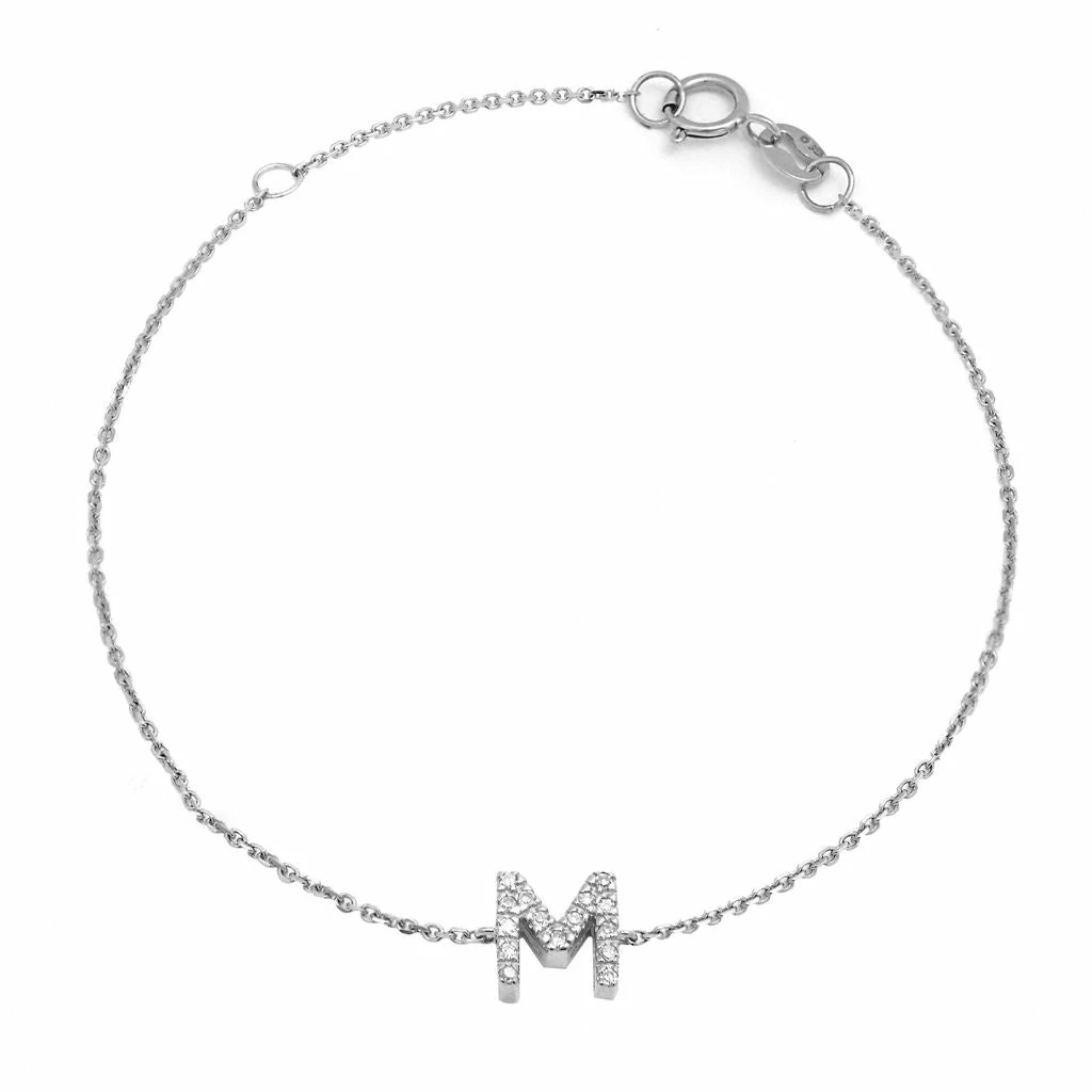 Buy π Monary Diamond Intiial"M" Bracelet (Wg/7"+1") for π© women β