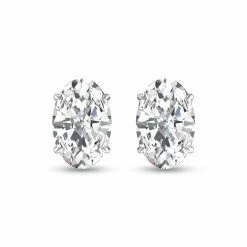 Promo ✨ Monary Lab Grown 3/4 CTW Oval Solitaire Diamond Earrings in 14K White Gold for 👩 women 💯