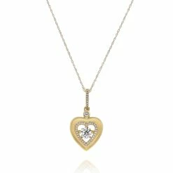 Discount 💯 Monary Diamond Heart Pendant Necklace Set in 14K Yellow Gold for 👩 women 🛒