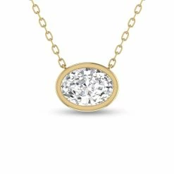 Outlet π₯° Monary Lab Grown 3/4 CTW Oval Bezel Set Diamond Solitaire Pendant in 14K Yellow Gold for π© women π