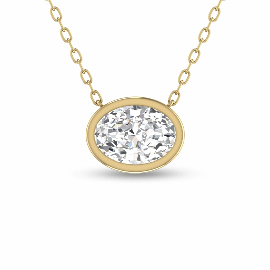 Best deal π Monary Lab Grown 1/4 CTW Oval Bezel Set Diamond Solitaire Pendant in 14K Yellow Gold for π© women β