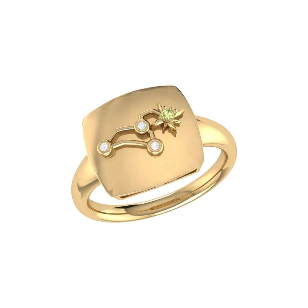 Coupon π― Monary Leo Lion Peridot & Diamond Constellation Signet Ring in 14K Yellow Gold Vermeil on Sterling Silver for π© women π