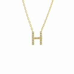Top 10 🥰 Monary Silver Diamond Initial "H" Necklace W/18k Yg Plate for 👩 women 🔥